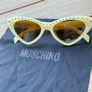 Moschino Crystal-Studded Yellow Sunglasses